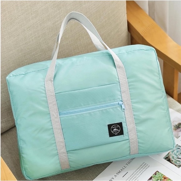 Aqua Foldable Travel Tote - STUFFED BAG - Picture 1 of 12